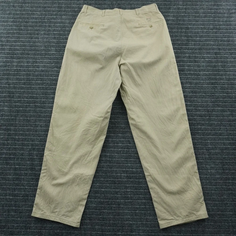 Vintage Polo Ralph Lauren Chino Pants Mens 36x31 Khaki Tan Pleated Cotton Twill